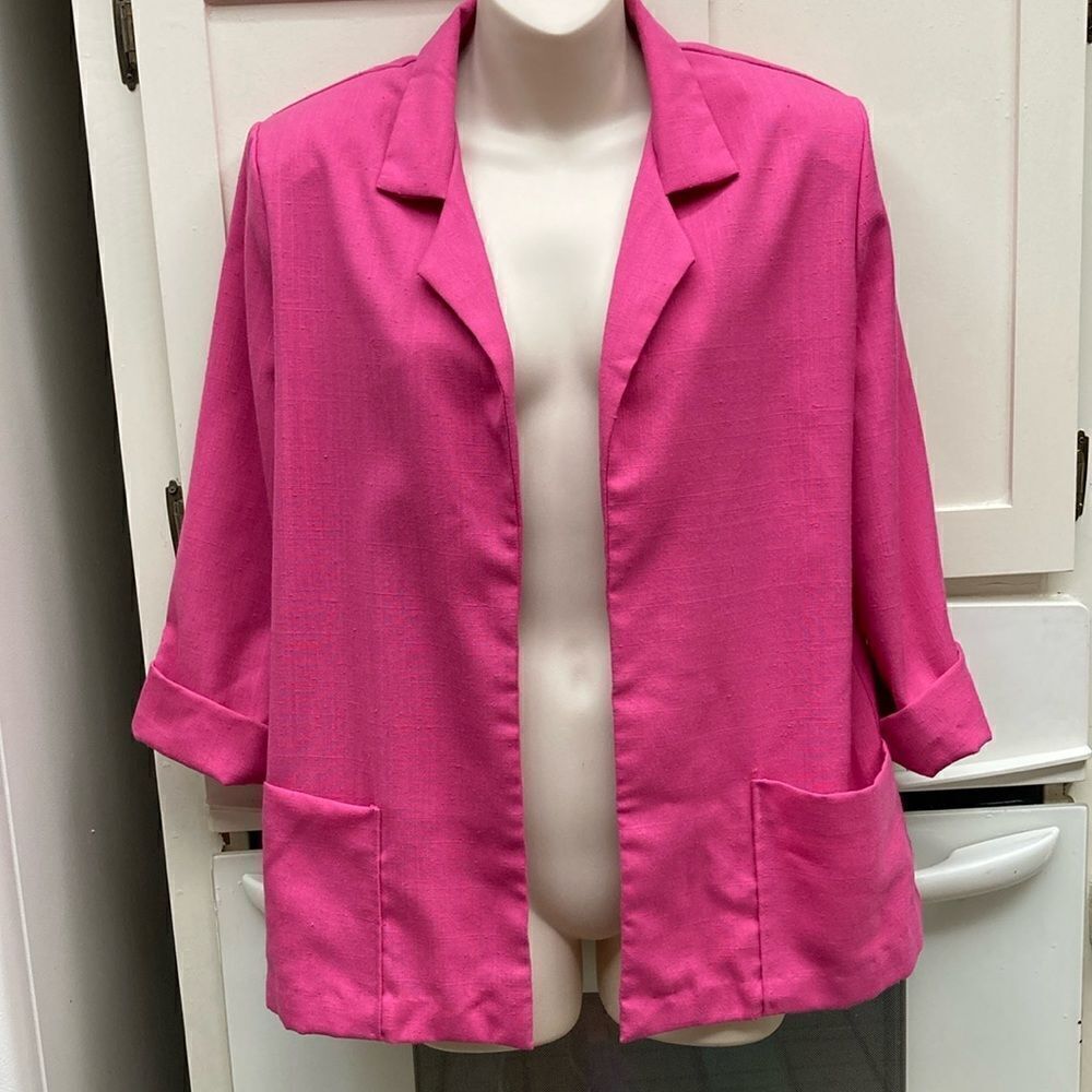 Teddi of California Vintage Pink Open Front Lightweight Jacket Size 10 Made USA